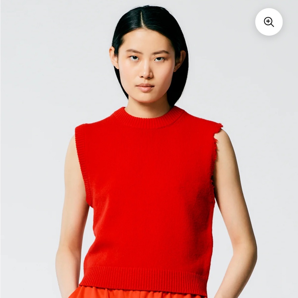Tibi lambswool distressed sweater vest, S